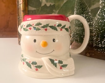 Vintage  Lenox "Holiday" Snowman Mug, Holiday Gift, Santa Christmas Snowman