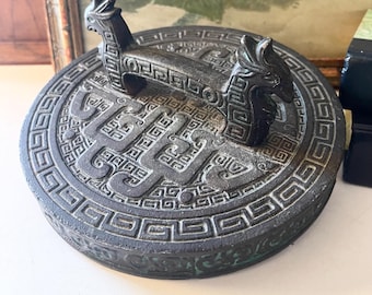 Vintage James Mont Style, MCM Ice Bucket Lid, Mayan Hollywood Regency Decor