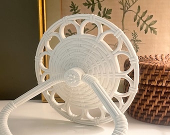 Vintage 1970's Homco Faux Rattan Towel Holder, Palm Beach Chic, Powder Room Decor