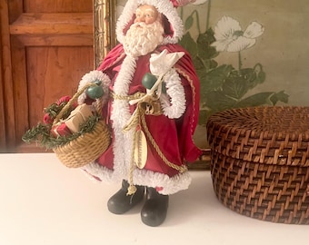 Vintage Clothtique Santa Possible Dreams Figurine, Peace to The World, Christmas Santa Decor