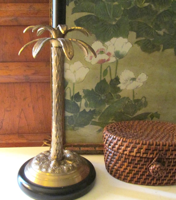 Vintage Wildwood Lamp Brass Palm Tree Lamp Black and Gold