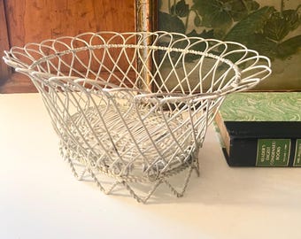 Vintage Wire French Style Basket, Jardiniere, Wirework Planter, French Country Farmhouse Cachepot