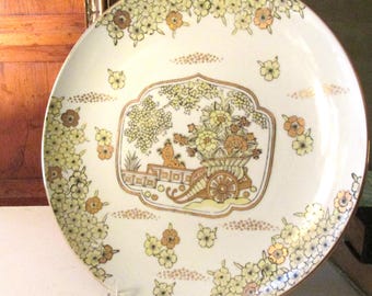 Vintage "Gold Imari" Hand Painted Wall Plate, Japanese Porcelain Decorative Hanging Plate, Chinoiserie  Wall Decor, Hollywood Regency