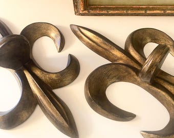 Vintage Pair San Pacific Home Tea Candle Sconces, Fleur de lis, French Chic Decor