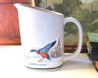 Vintage Mallard Ducks & Cattails Pitcher, Epoch Korea, Father's Day Gift, Gift For Hunter