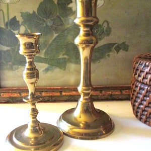 Three Vintage Brass Candlestick Collection, Trio of Mixed Candleholders, Baldwin Brass, Mantel Decor, Hollywood Regency, Brass Decor image 4