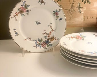 Vintage Limoges France Dessert Plates, Floral Spray Gold Rim, Set of Six, LS & S