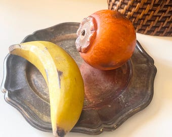 Vintage Stone Fruit, Banana, Persimmon, Italian Marble Fruit, Sold Separately, Tablescape Display, Fruit Still Life Decor