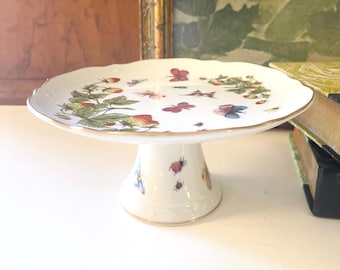 Vintage Petite Cake Or Dessert Stand, Porcelain Floral Sweets Footed Plate, Tea Party Decor, Lenwile Ardalt