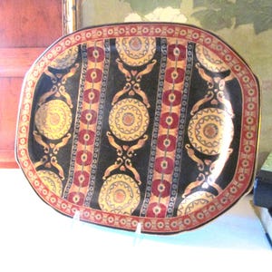 Vintage Hollywood Regency Decorative Tray, Oriental Accent Versace Inspired Hand Painted Bar Tray, Oriental Decor, Baroque Decor