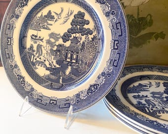 Vintage Johnson Bros England  Dinner Plate “Willow” Pattern, Chinoiserie Chic, Blue Willow Ironstone Chinoiserie Plate, Sold Separately