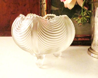 Vintage Fenton Satin Glass Footed Candy Bowl, Grandmillennial Gift, Hollywood Regency, Footed Flower Vase