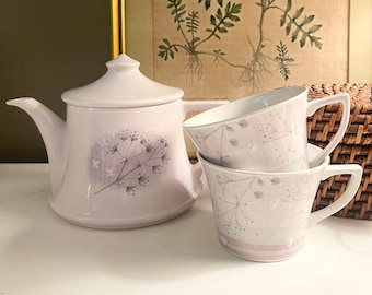 Vintage Portmeirion Dawn Teapot and Teacups, Lavender Tea Set, Julie Ingram Design