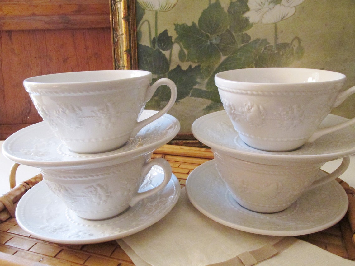 Four Vintage Wedgwood Home Cups and Saucers Etsy