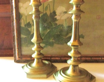 Vintage Virginia Metalcrafters Brass Candlesticks, Traditional Decor, Mantel Candleholders, Hollywood Regency, Grandmillennial Decor