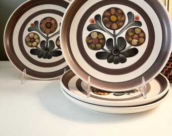 Three Denby Langley "Mayflower" Salad Plates, 1970's Stoneware