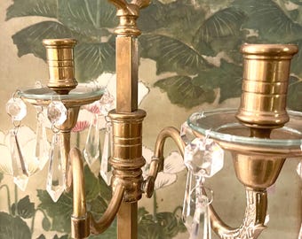 Vintage Pottery Barn Chandelier Glass Bobeche, Set of Two, Crystal Drops. Candlestick Accents, Hollywood Regency, Holiday Decor