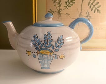 Vintage Cas Vietri Pottert Teapot, Hand Painted, Italy