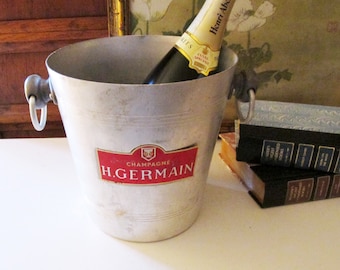 Vintage H. Germain Champagne Bucket, French Aluminum Ice Bucket,