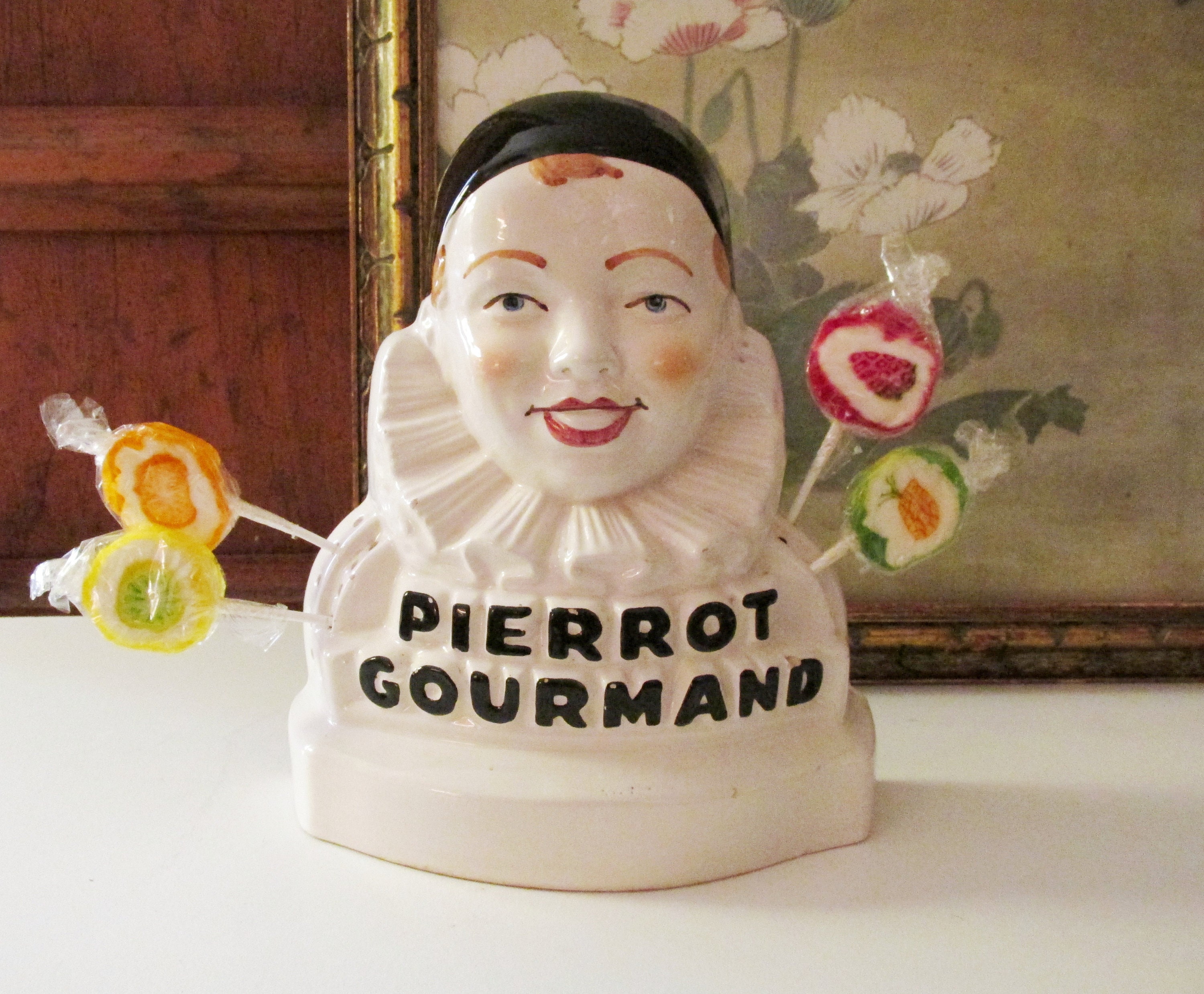 ReservedVintage Pierrot Gourmand French Advertising Lollipop Figurine  Display Holder, Made in Italy, French Kitchen Decor