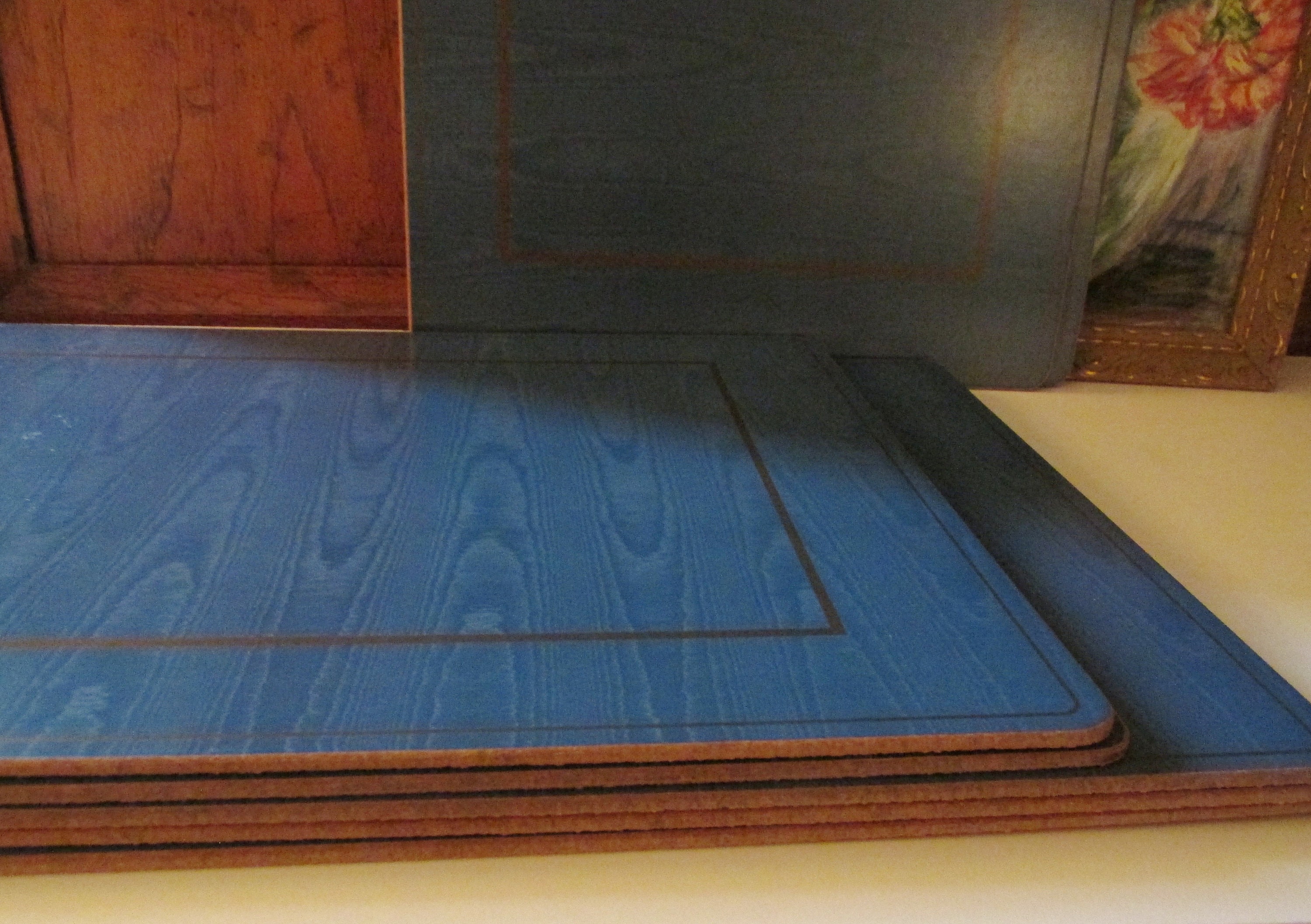 Eight Vintage Moire Pimpernel Cork Placemats Set Blue Moire Elegant Dining Traditional Decor England Placemats Eight Vintage Moire Pimpernel Cork Placemats Set Blue Moire Elegant Dining Traditional Decor England Placemats