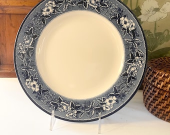 Vintage England "Highgrove" Dinner Plate, Josiah Wedgwood and Sons For William Sonoma  Blue Transferware Dinner Plate, Thanksgiving Table