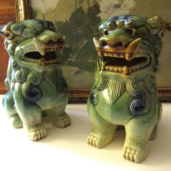 Vintage Foo Dogs, Chinoiserie Lion Dogs, Mantel Dogs, Chinoiserie Chic, Grandmillenial Decor,