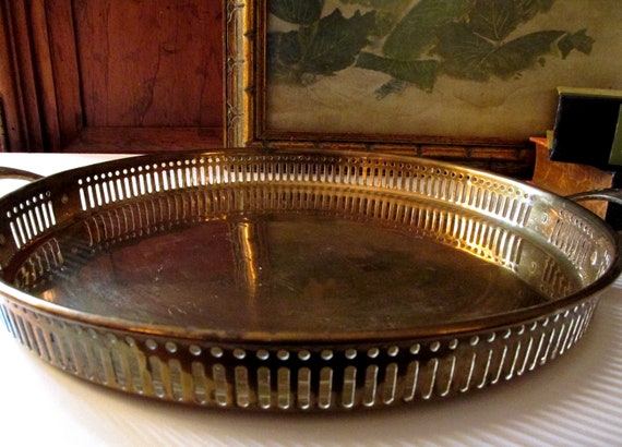 Vintage Gallery Round Brass Hollywood Regency Decorative Etsy