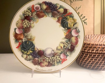 1989 Lenox Colonial Christmas Wreath, New York, Boxed Limited Edition Plate, Holiday Decor, Holiday Fruits