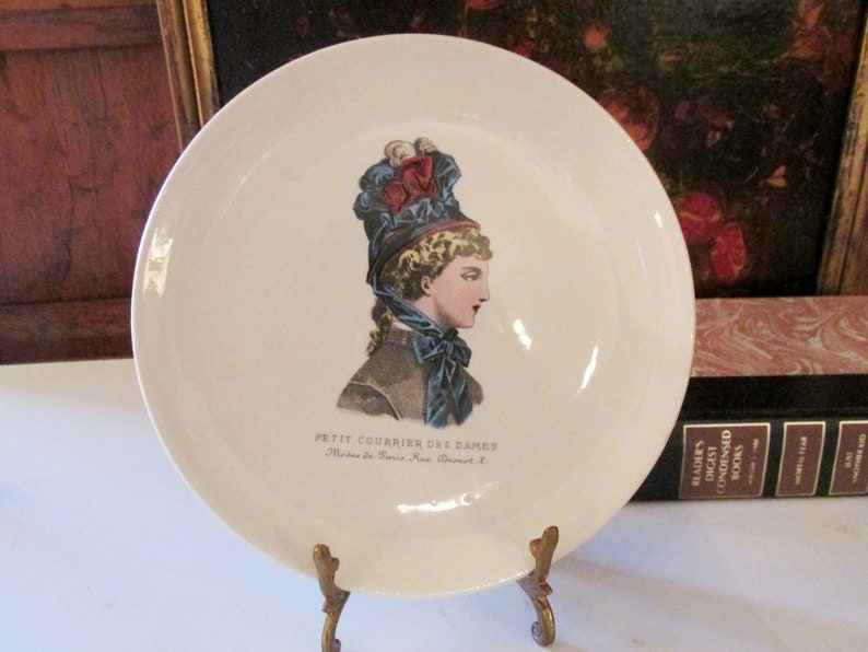 19th Century Fashion Gien France Petit Courrier des Dames Fashion Plate French Fashion Illustration Dessert Plate