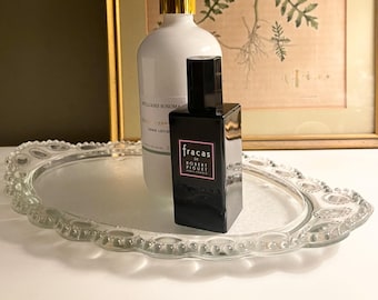 Vintage Oval Glass Vanity Tray, L E. Smith Beaded Medallion Dresser Tray, Granny Chic