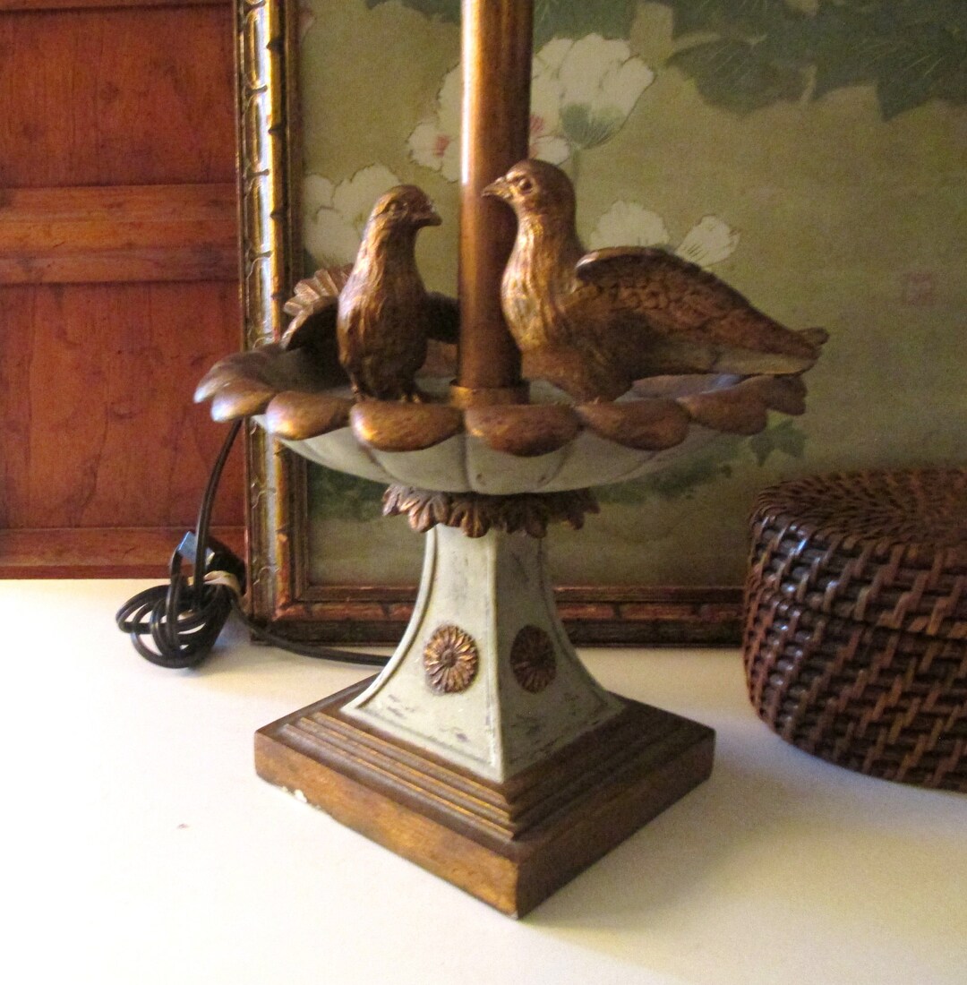 Florentine Inspired Bird Fountain Table Lamp, Hollywood Regency, Bird ...