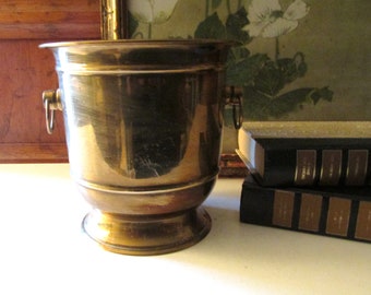Vintage Brass Cachepot, Planter or Wine Bucket, Hollywood Regency, Wine Cooler, Orchid Pot, Jardinière, Brass Footed Planter