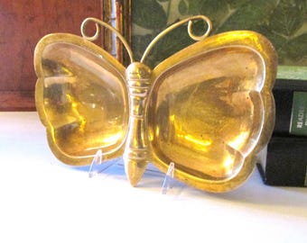 Vintage Enesco Solid Brass Butterfly Tray, Trinket Tray, Brass Decor, Vintage Gift, Catchall, Boho Chic, Grandmillennial Decor