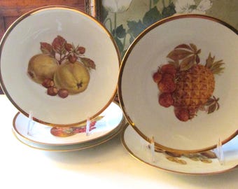 Vintage Set of Five Bareuther Waldsassen Germany Dessert Plates, Assorted Harvest Fruit Designs, Apples, Pineapple, Bavaria, Thanksgiving