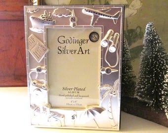 Vintage Godinger Travel Photo Album, Silver Plated Vacation Gift, Retro Anniversary Gift, Travel Photo Book