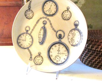 Vintage Decorative Pocketwatch Plate, Gift For Watch Lover, Wall Gallery Decor, Father's Day Gift