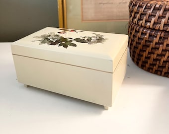 Vintage Otagiri Japanese Laquerware Music Box, "Hummingbird", Chinoiserie Gift,