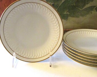 Six Vintage Bavaria Hutschenreuther "Luxor Gold" Small Plates, Germany, Modernist Bread and Butter Plates, Cocktail Party Decor