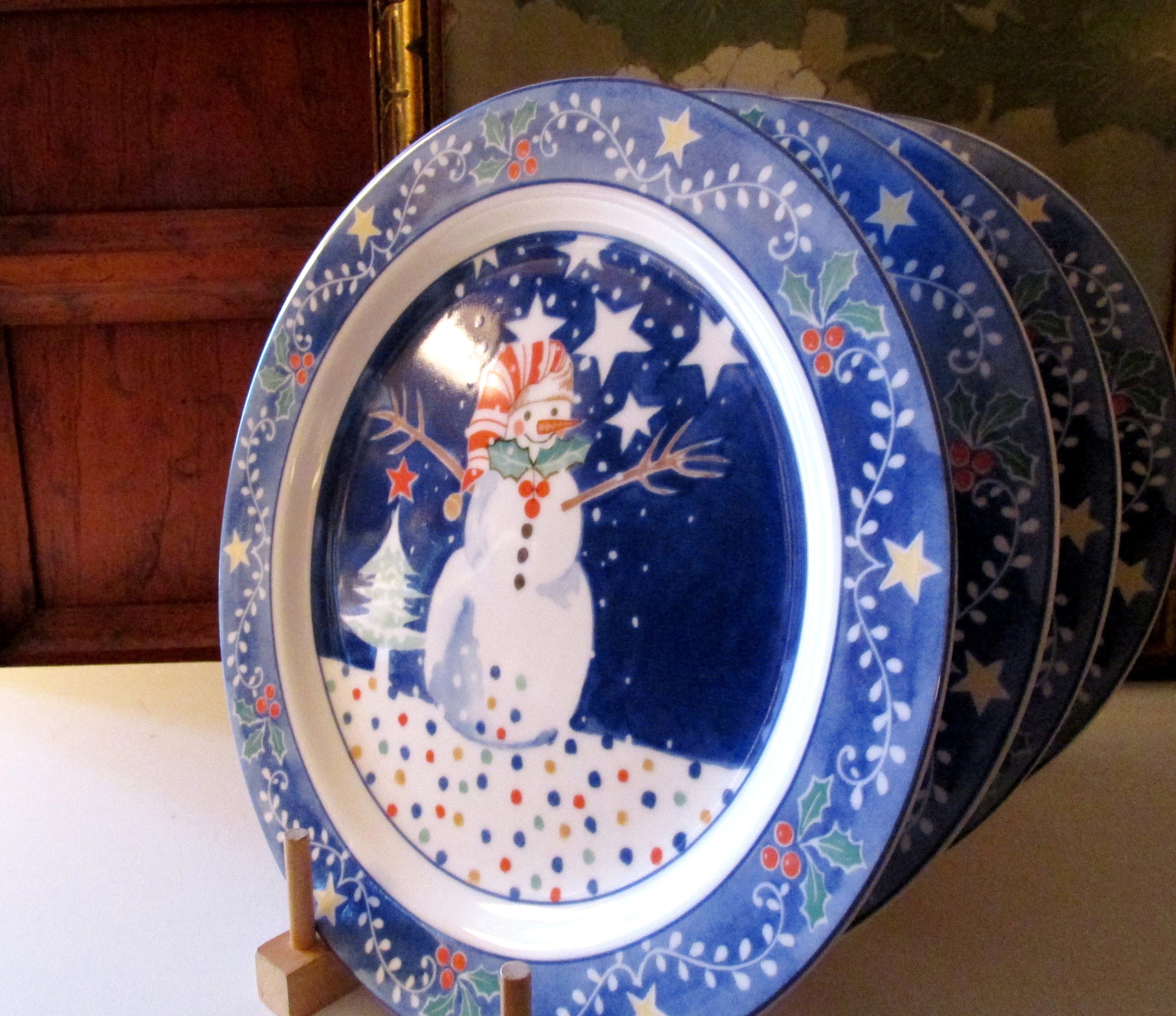 Vintage Noritake Mr Snowman Dinnerware Christmas Dinner Plates Cereal Bowls Retro Xmas Dining