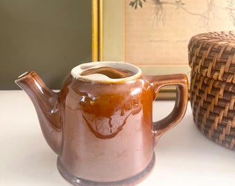 Vintage Hall USA Individual Restaurant ware Teapot, Ceramic Teapot, Single Serve Pot, Rich Brown, Gift For Tea Lover