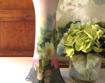 Vintage H & Co. Selb Bavaria Hand Painted Flower Vase, Signed Porcelain Vase