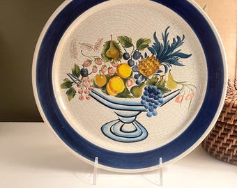 Vintage Italian Fruit Still Life, Hand Painted Wall Plate, Woodward & Lothrop,DC.