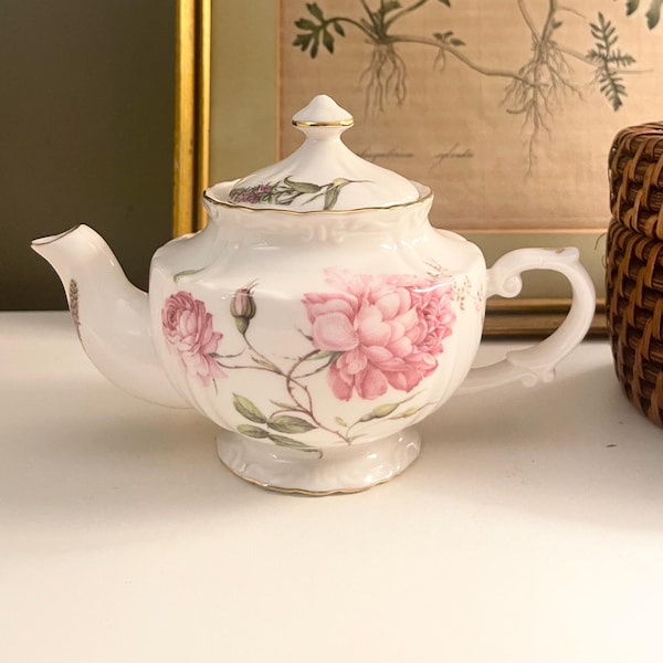 Vintage Small Gracie China Teapot, Floral Porcelain Personal Teapot, Gift For Tea Lover
