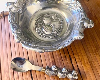 Vintage NIB Arthur Court Baby 1996, Infant Bowl and Spoon, Baby Duck and Eggs, Boxed Nursery Gift, Baby Shower Gift