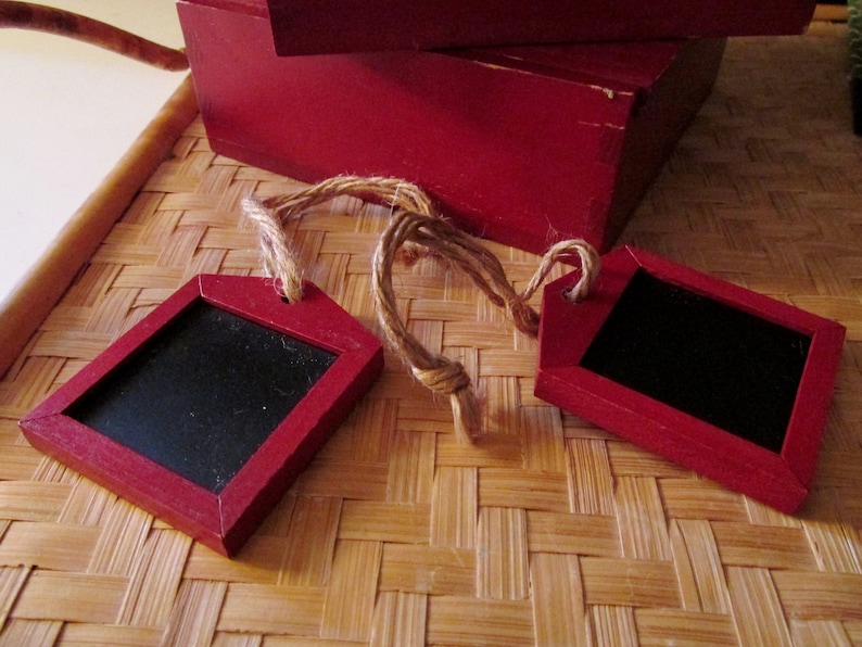 Tags Wine Label Set of Six Chalkboard Napkin Rings Etc Red Wood Box Set of Chalkboard Tags Pottery Barn