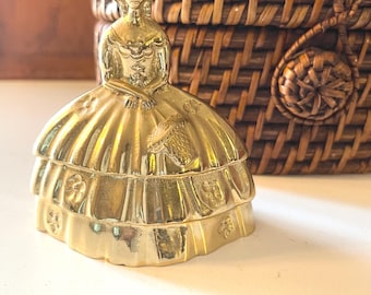 Vintage Brass Dinner Bell, Southern Belle, Lady In Crinoline,