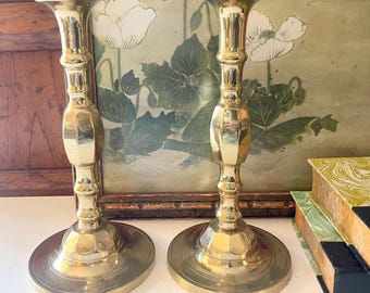 Vintage Brass Candle Holders, Traditional Decor, Mantel Candlesticks, Hollywood Regency, Grandmillennial Decor, Library Decor