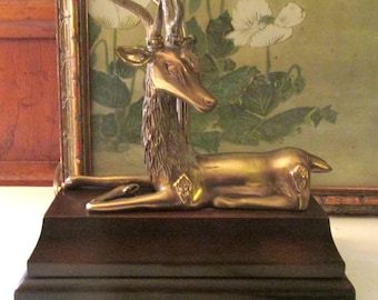 Vintage Brass Deer Lamp, Hollywood Regency, Library Decor, Wascal Lamp, Gift For Hunter, Home Office Decor