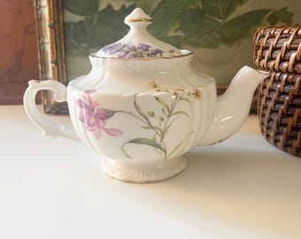 Vintage Small Gracie China Teapot, Floral Porcelain Personal Teapot, Gift For Tea Lover
